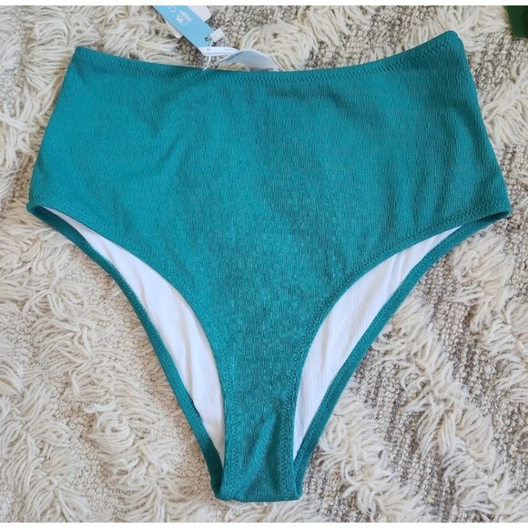 NWT Cupshe Teal High Waisted & Zaful Leopard Bikini Bottoms Bundle Womens Medium - Picture 9 of 11